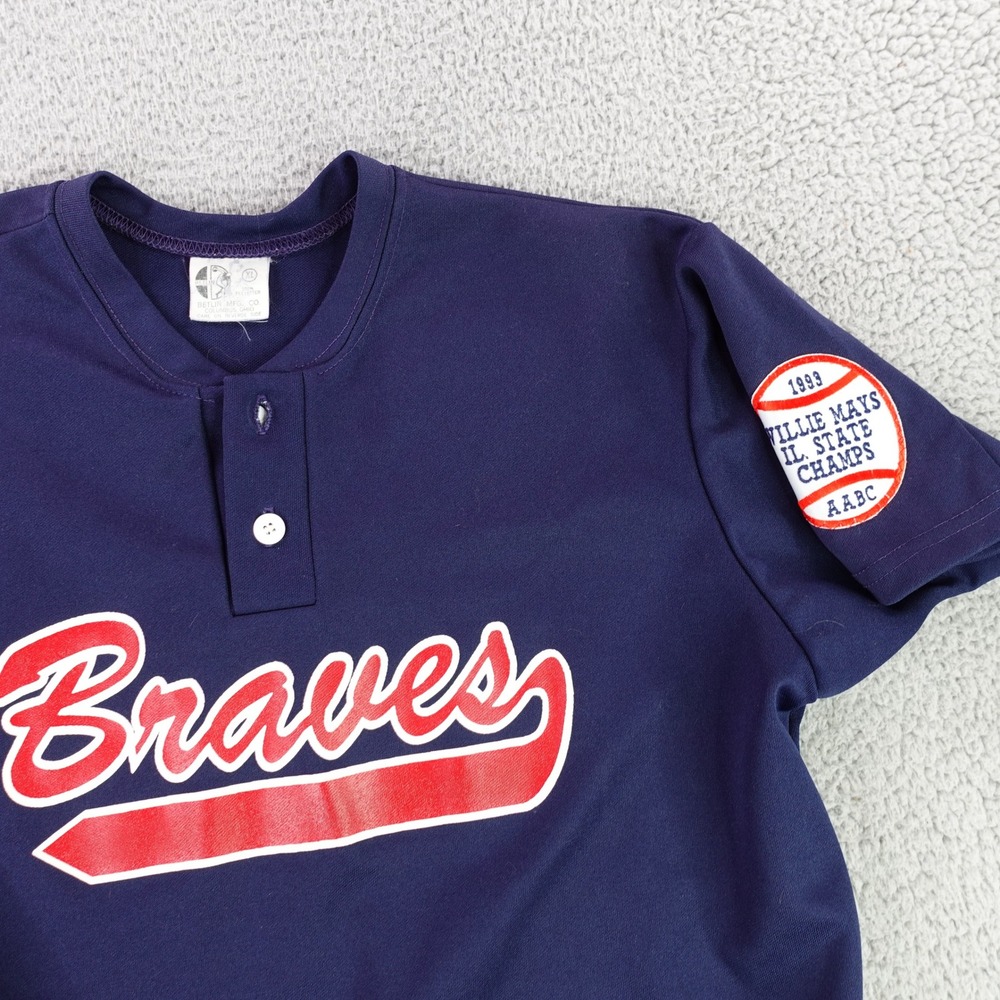 Vintage Betlin Braves Baseball Jersey XL Navy 1993 Willie Mays IL State Champs - Picture 2 of 9